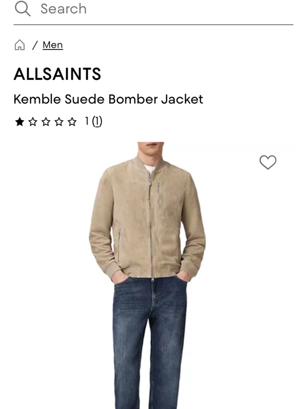 All Saints Suede Bomber Jacket - Beige